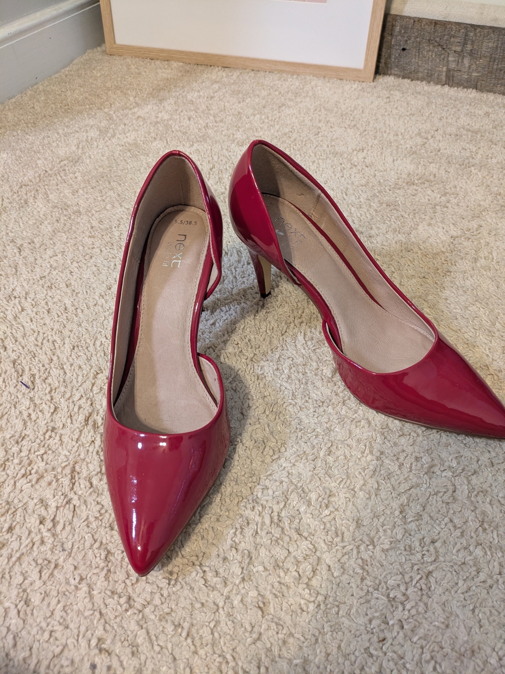 Next Women's Red Patent Pointed-Toe High Heels Size 5.5 Wide Fit Barely Worn